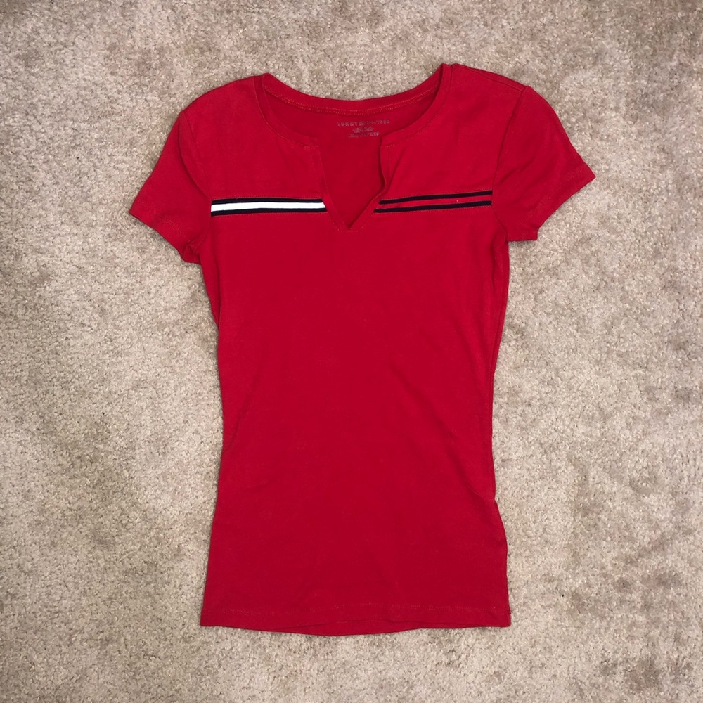 Tommy Hilfiger Red V Neck Top💗